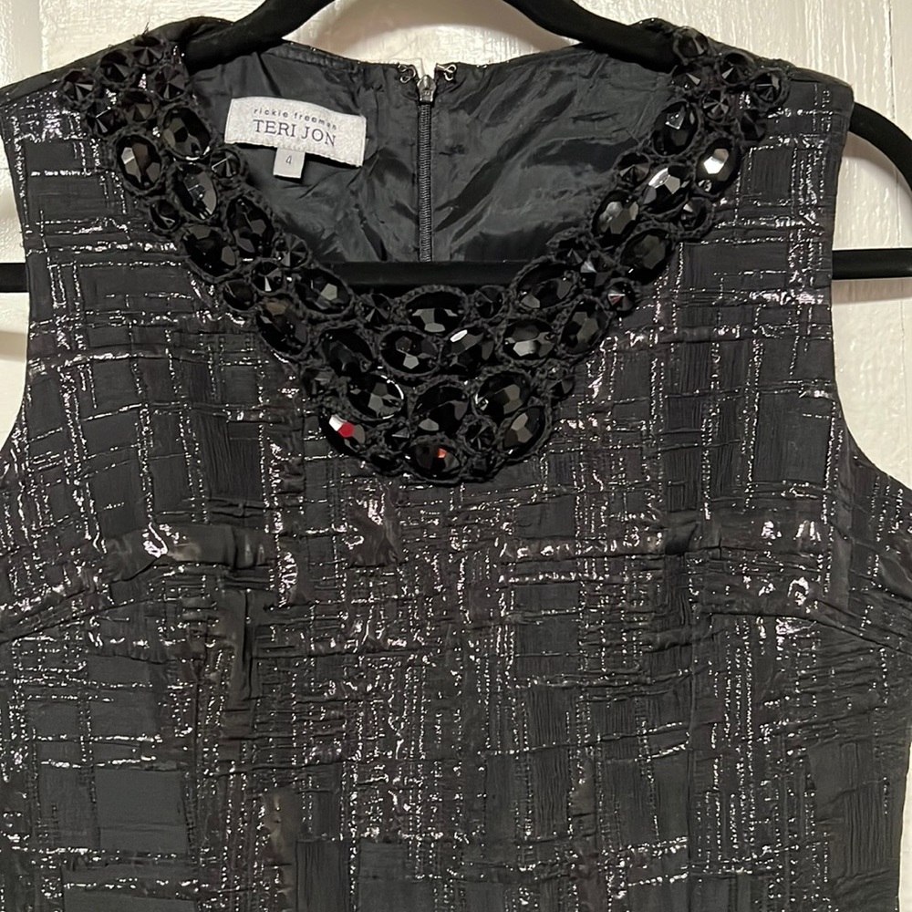 Rickie Freeman Terri Jon cocktail dress. Embellished beaded neck.